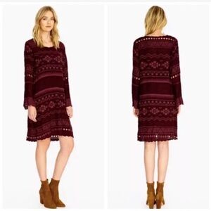 JOHNNY WAS Southwestern Tribal Embroidered Avery Burgundy Comfy Dress Sz XL